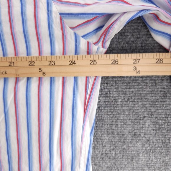 Faconnable Blue Red Pink XL Cotton Club Striped Point French Button Up Pocket - Picture 16 of 16